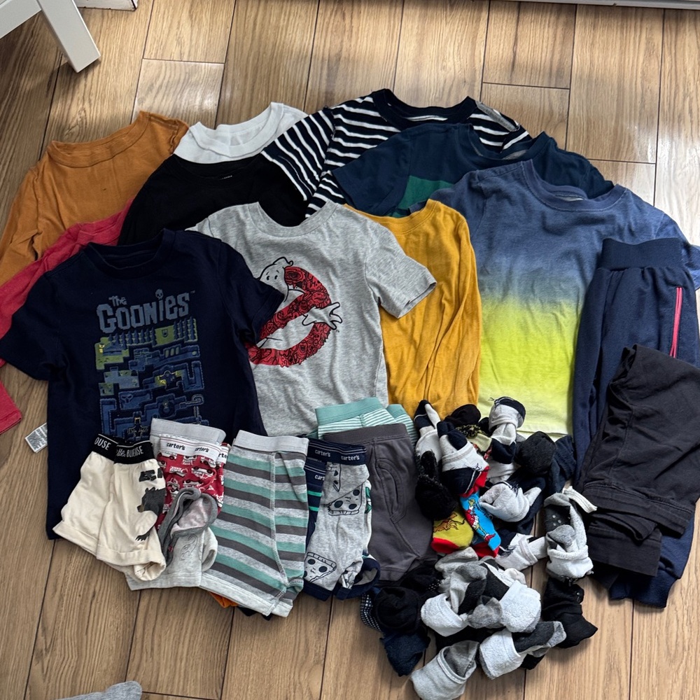 Kids Mixed T-Shirt & Clothing Bundle - Navy, Gray, Yellow, Stripes
